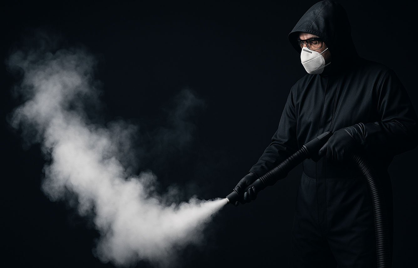 LineClean worker blasting grease